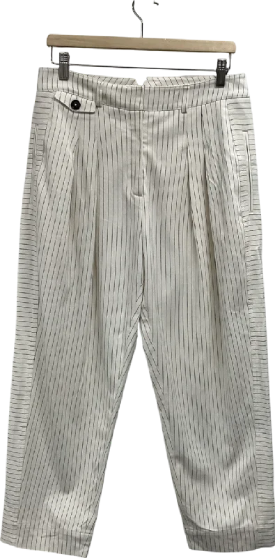 ME+EM White Pinstriped Pleated Trousers UK 12