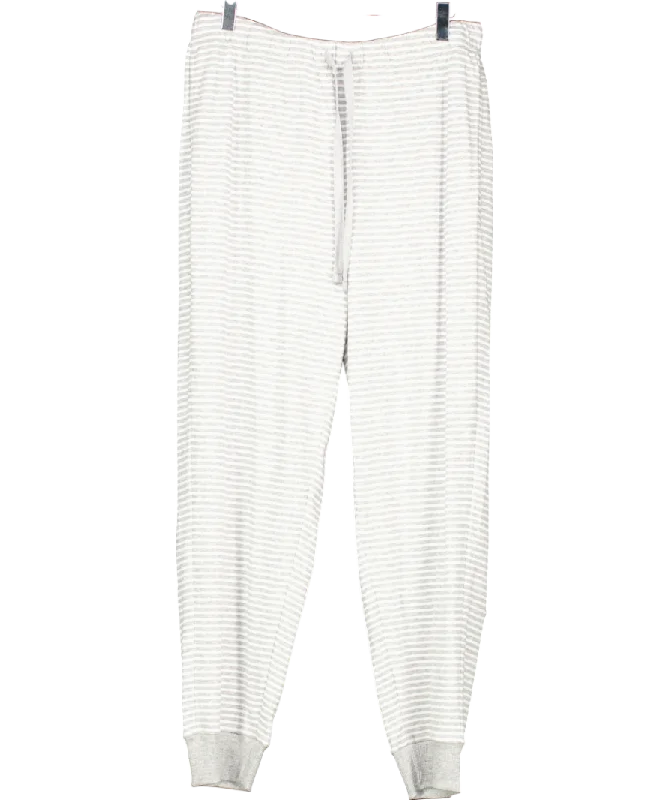 EileenFisher Grey Striped Organic Cotton Interlock Jogger Sleep Pant UK 10