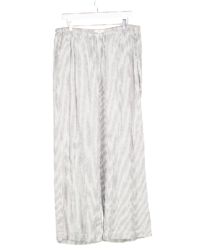 M&S White Linen Blend Wide Leg Trousers UK 18