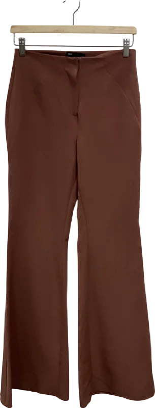 ASOS Brown Satin Flared Trousers UK 8