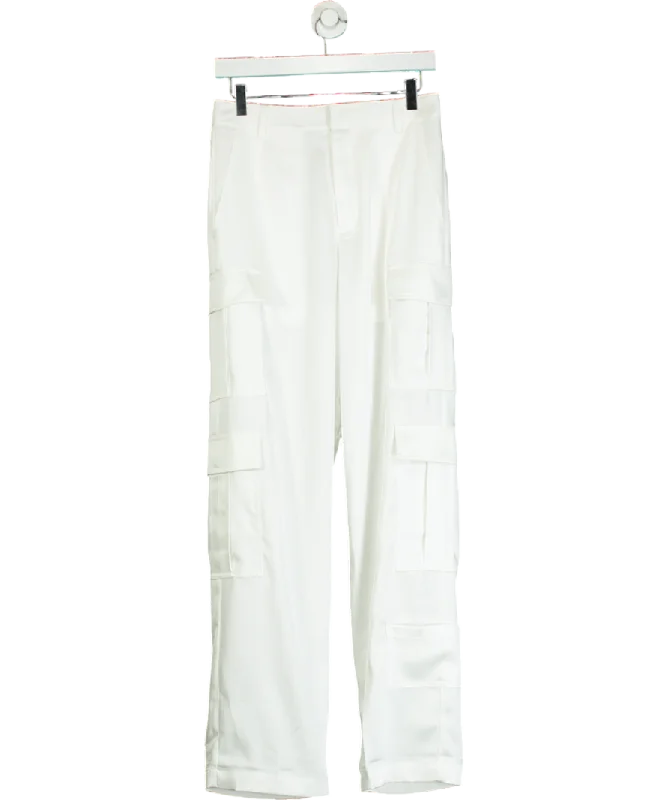 Cloeys White Satin Cargo Trouser UK S