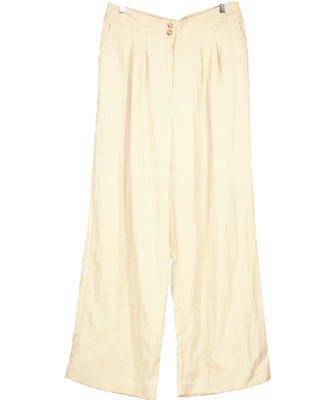 Oliver Bonas Beige Wide Leg Trouser UK 10