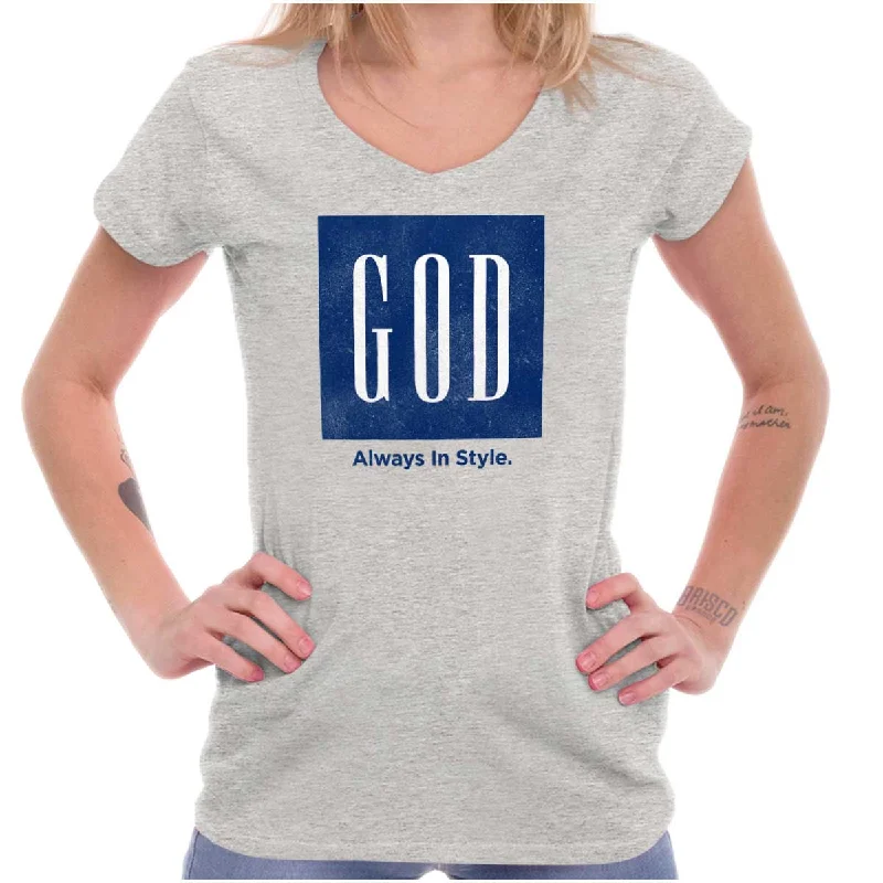 God In Style Junior Fit V-Neck T Shirt