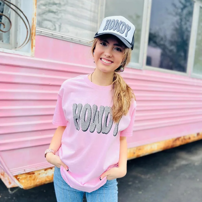 Online Exclusive | Checkered Howdy Graphic Tee in Pink