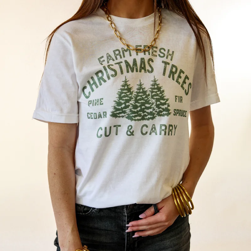 Online Exclusive | Farm Fresh Christmas Trees Graphic Tee in Cream