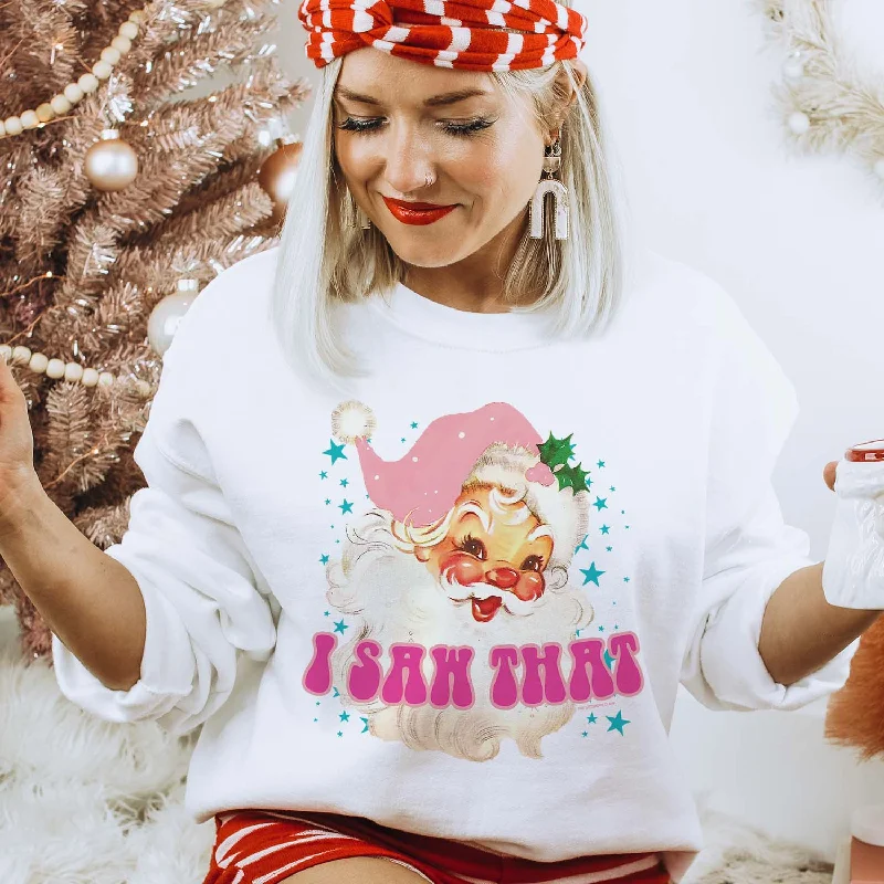 Online Exclusive | I Saw That Santa Long Sleeve Graphic Sweatshirt in White