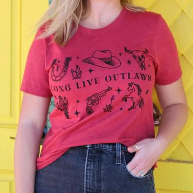 Online Exclusive | Long Live Outlaws Short Sleeve Graphic Tee in Red