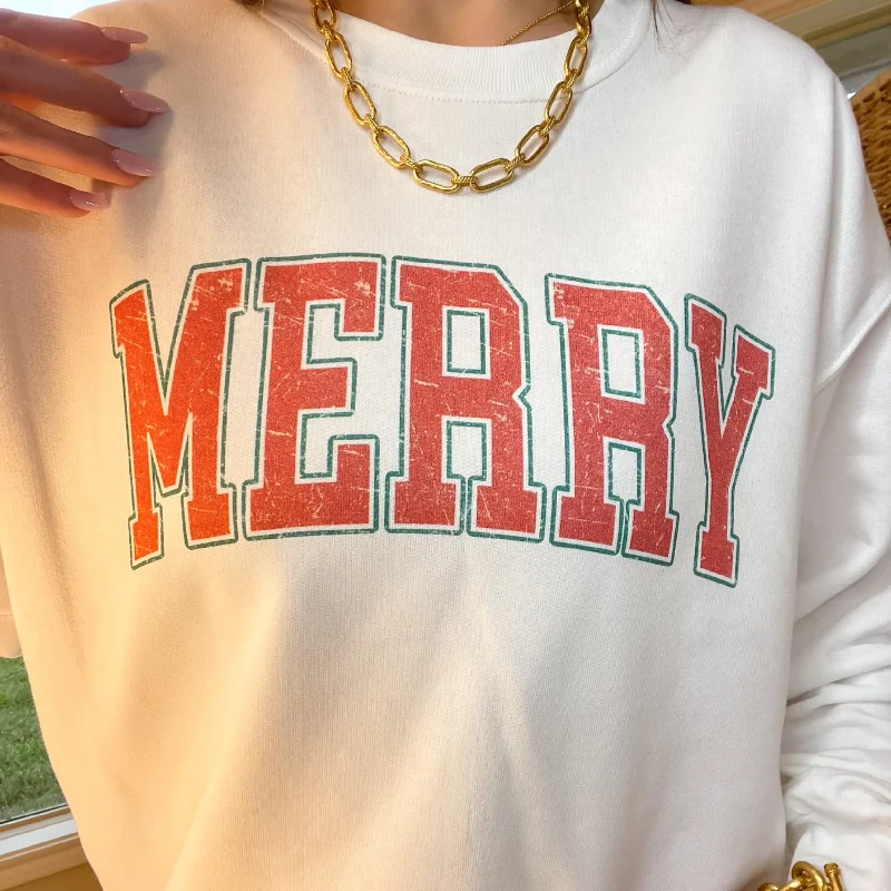 Online Exclusive | Merry Christmas Long Sleeve Graphic Sweatshirt in Cream