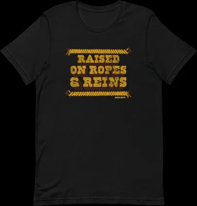 Rodeo Hippie Raised on Ropes and Reins Black Tee