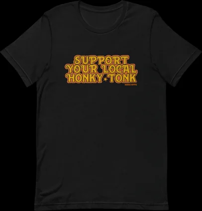 Rodeo Hippie Support Your Local Honky Tonk Black Tee