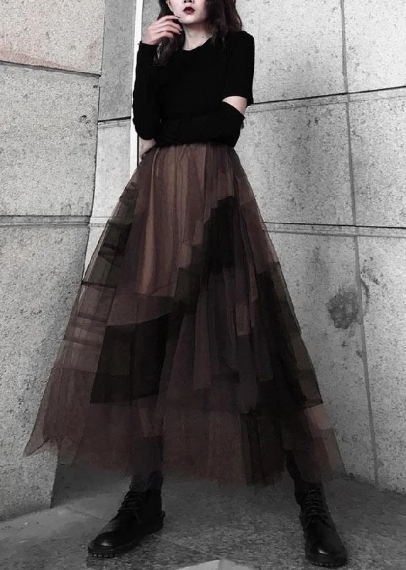 Casual Color block High Waist tulle Skirt Summer