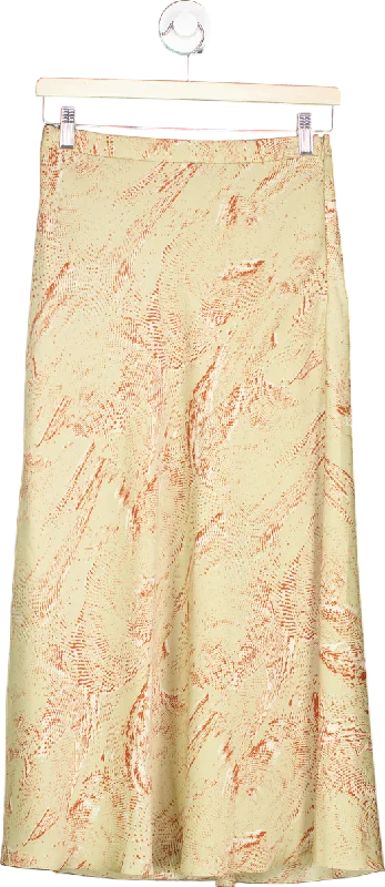 ME+EM Beige Patterned Midi Skirt Size UK 6