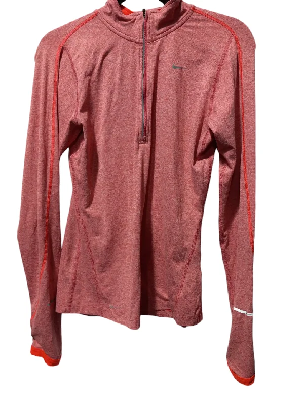 Athletic Top Long Sleeve Collar By Nike Apparel In Red, Size: S