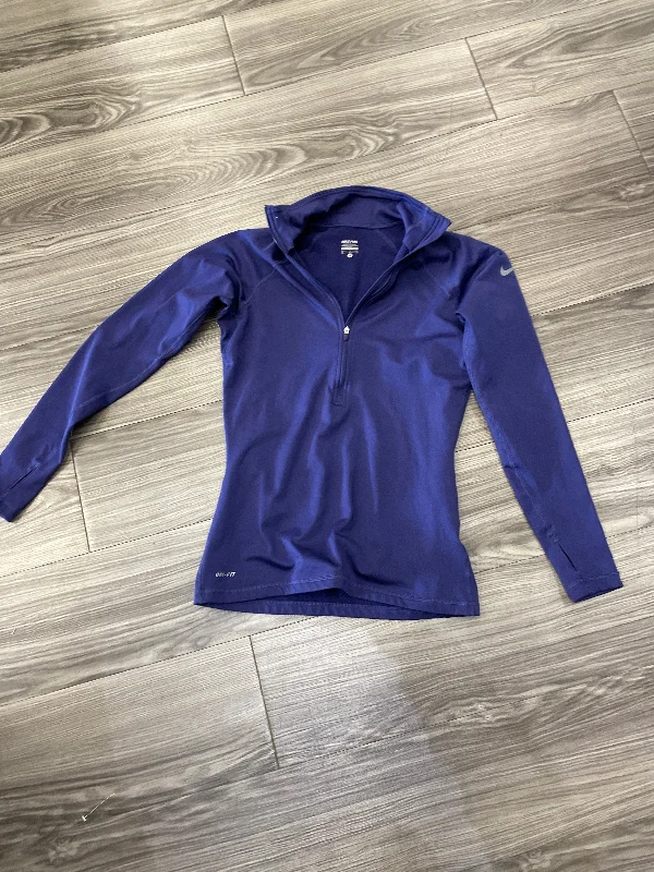 Athletic Top Long Sleeve Collar By Nike In Purple, Size: M