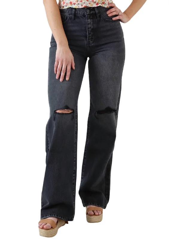 Back To The 90's High Rise Denim In Dark Grey