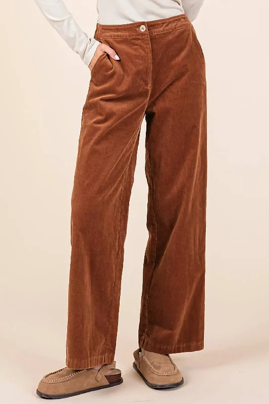 Corduroy Straignt Leg Jeans In Camel