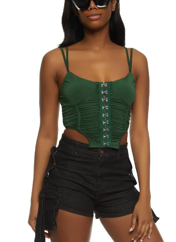 Ruched Hook and Eye Front Bustier Top