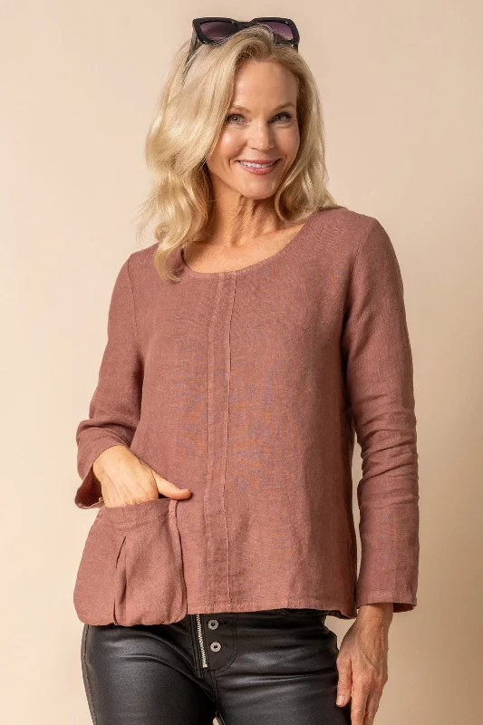 Jodee Linen Top in Nutmeg