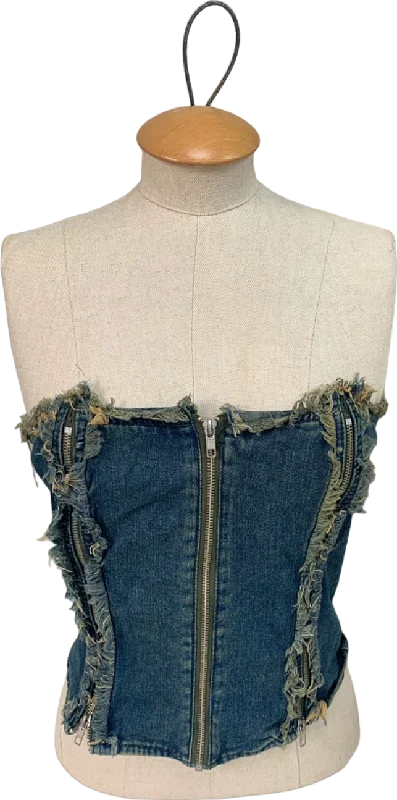 Mars The Label Blue Denim Strapless Top UK S/M