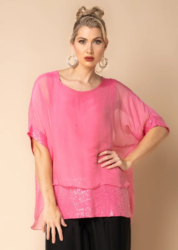 Mimi Silk Top in Raspberry Sorbet