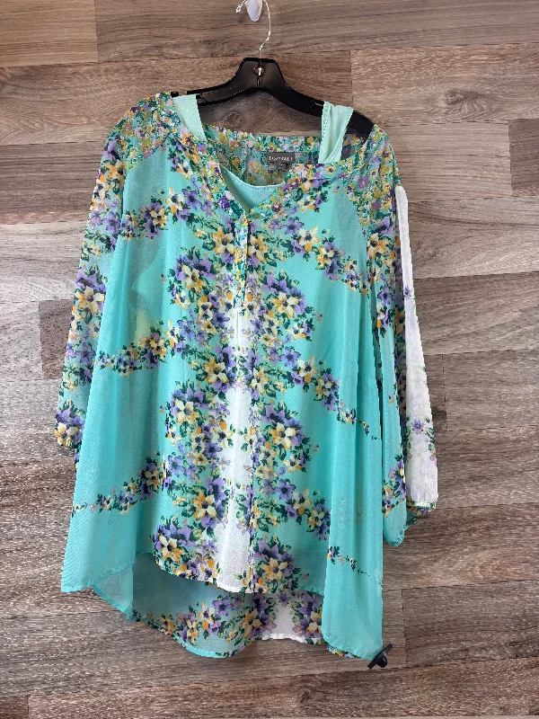 Top Short Sleeve By Roz And Ali In Floral Print, Size: 3x