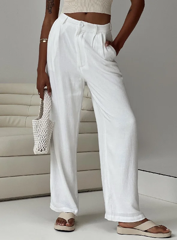 Brenda Linen Blend Pants White