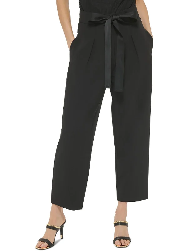 Womens Belted Twill Dress Pants