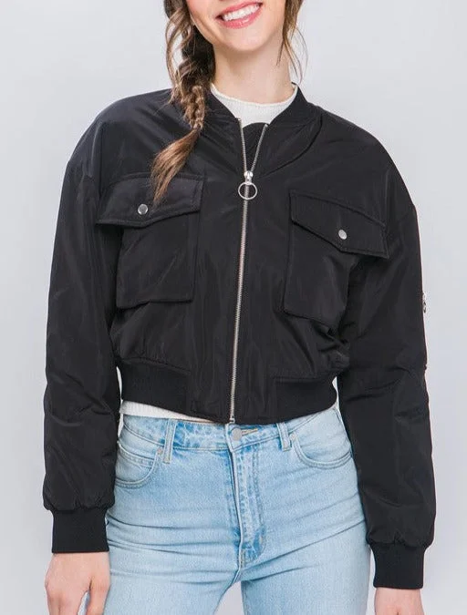 Crop Zip Bomber Jacket