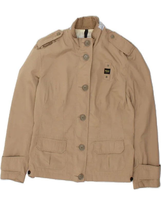 BLAUER Womens Military Jacket UK 14 Medium Beige Polyester