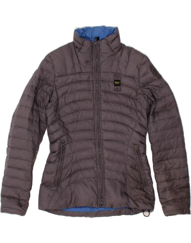 BLAUER Womens Padded Jacket UK 10 Small Grey Polyamide