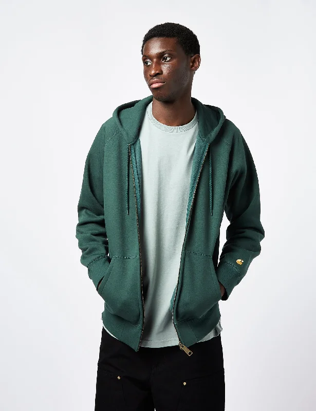 Carhartt-WIP Chase Hooded Zip Sweatshirt - Discovery Green