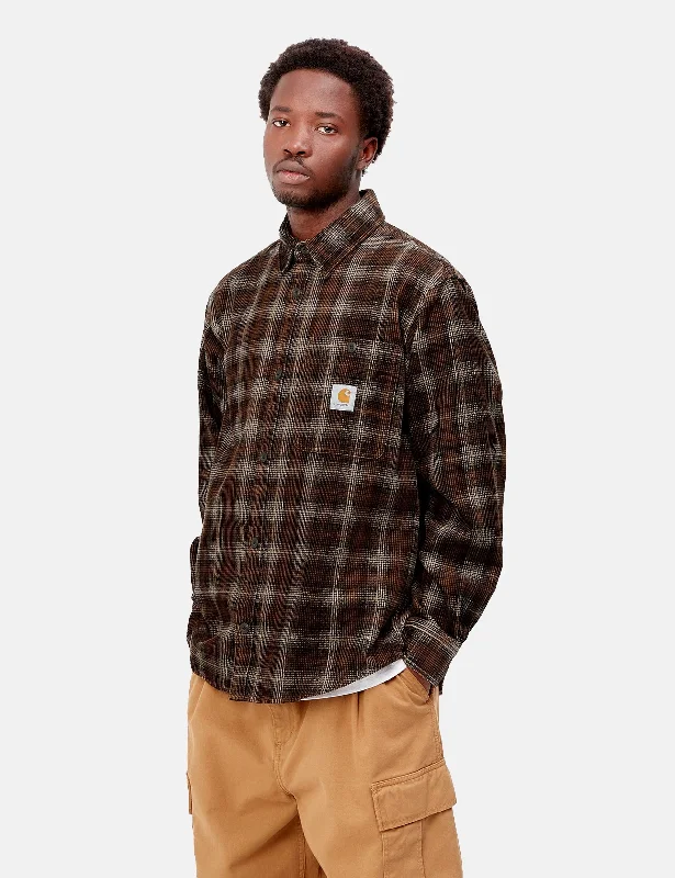 Carhartt-WIP Flint Cord Shirt (Wiley Check) - Hamilton Brown