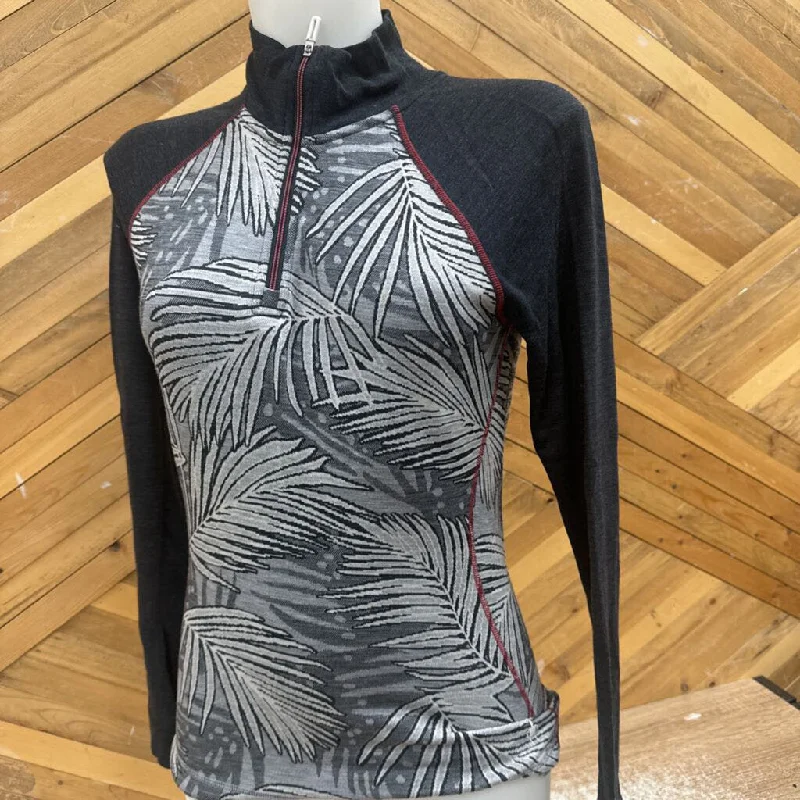 Smartwool - Women's Merino 250 1/4-Zip Baselayer Top - MSRP $150: Grey/Red Stitching-women-MD