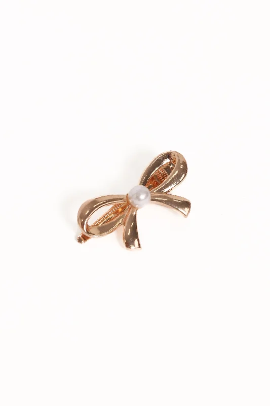 Scout Bow Hair Clip - Gold/Pearl