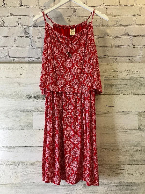 Red & White Dress Casual Midi Faded Glory, Size M