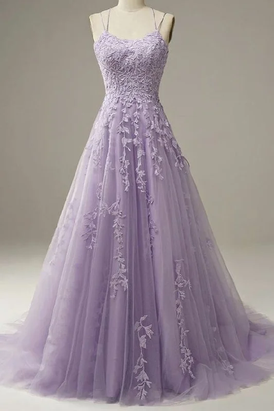 Custom Made Lace Lilac Prom Dresses violet purple Long Evening Dress