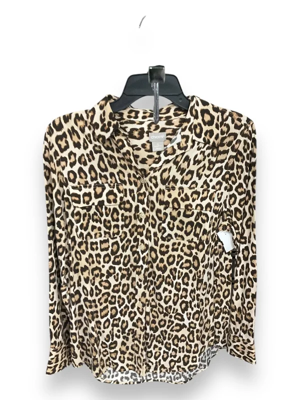 Blouse Long Sleeve By Chicos In Animal Print, Size: M