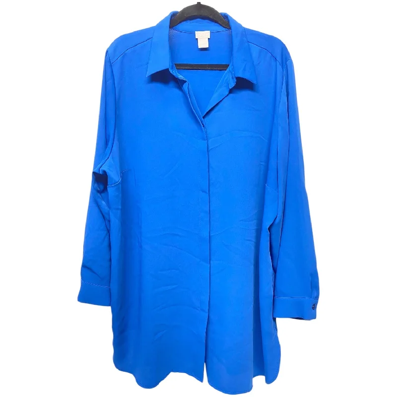 Blouse Long Sleeve By Chicos In Blue, Size: Xxl