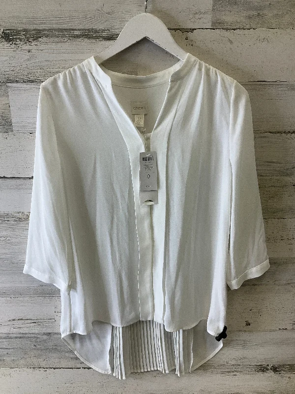 Blouse Long Sleeve By Chicos In White, Size: S