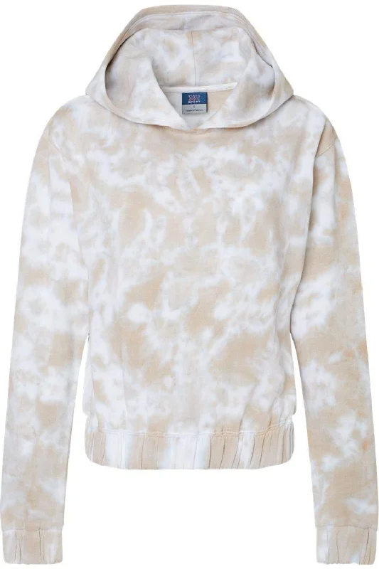 MV Sport Women´s Sueded Fleece Tie-Dyed Crop Hooded Sweatshirt