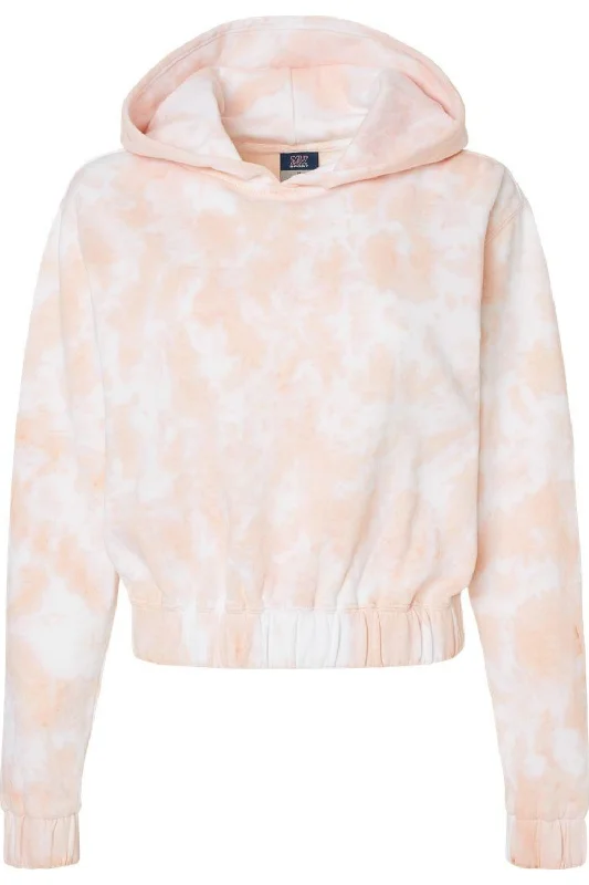 MV Sport Women´s Sueded Fleece Tie-Dyed Crop Hooded Sweatshirt