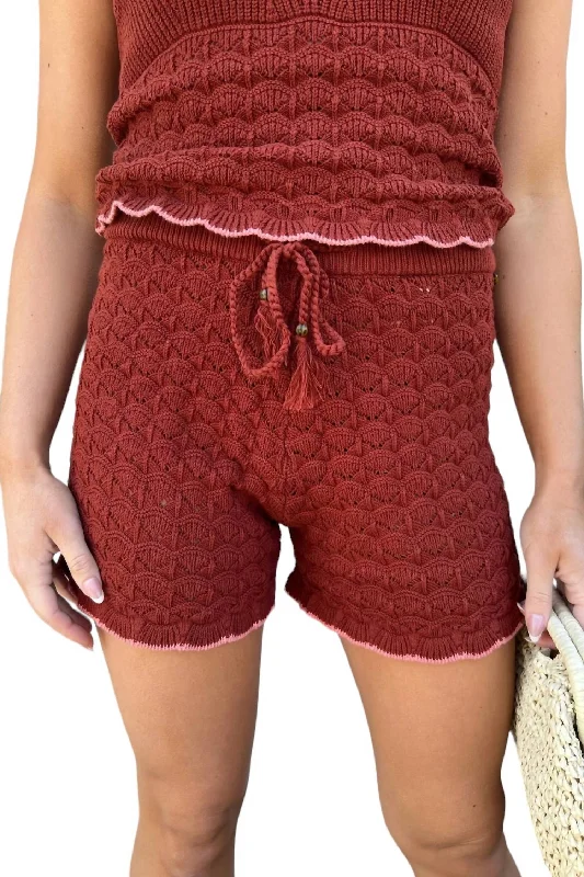 Pointelle Knitted Short In Auburn