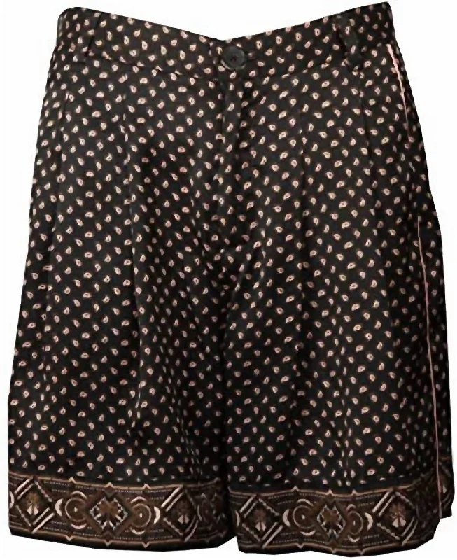 Printed Pajama Shorts In Dark Brown